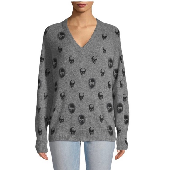 Skull Cashmere Sweaters - SKULL CASHMERE Sweater Jamie Jack Skull Cashmere Sweater XS Gray NWT